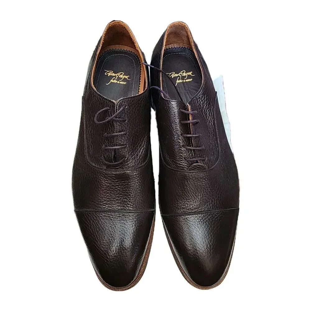 Alan Payne Bern Oxfords Genuine Deerskin Leather Brown Mens Size 11.5 Cap Toe